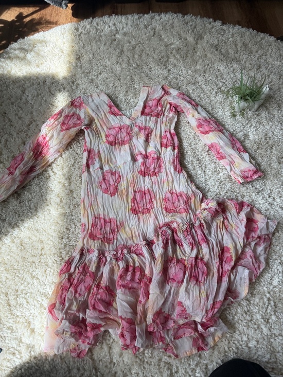Dresses & Skirts - Soft pink Pink Floral Tiered Midi Dress ruffled, unique floral summer spring wit